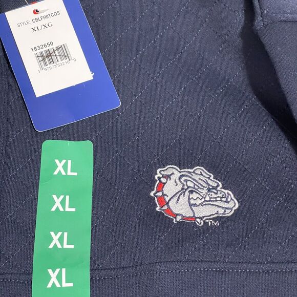 Gonzaga Bulldogs Sweatshirt Womens XL Navy Blue Half Snap Fleece Pockets Thermal - Picture 2 of 12